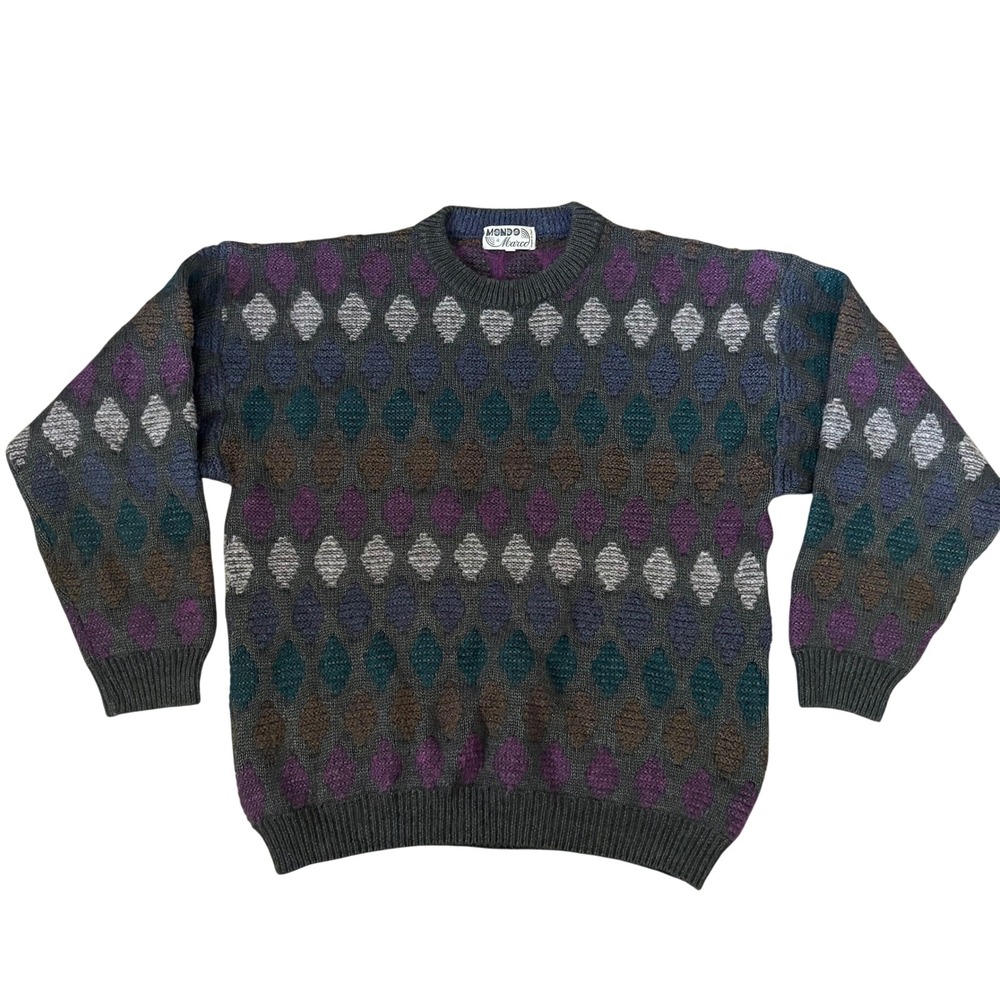 Vintage Mondo Di Marco Wool Alpaca Sweater Sz M Eclectic Grandpa Oversized